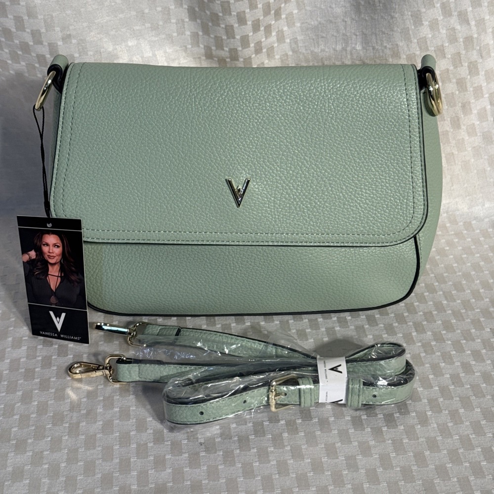 VANESSA WILLIAMS Mint Green Crossbody Handbag Purse w/ Strap, NEW With Tags